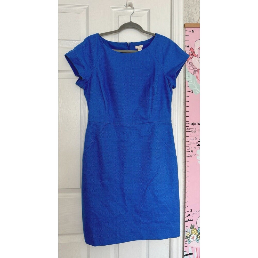 J.Crew Womens Pencil Royal Blue Dress Size 14 Workwear office   Cotton Blend